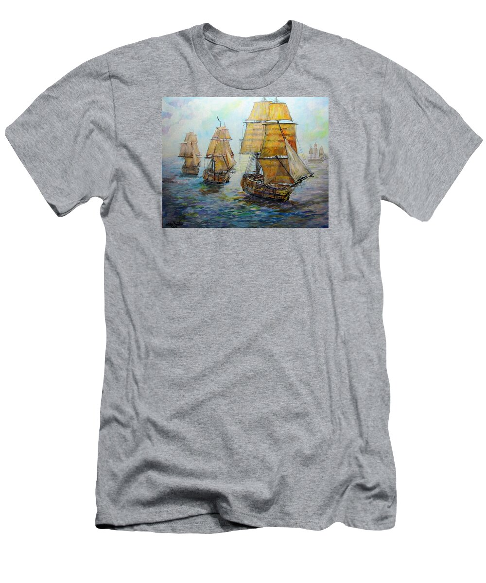 Ocean T-Shirt featuring the painting Into the Mediterranean by Mike Benton