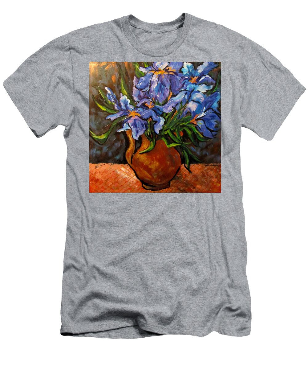 Irises T-Shirt featuring the painting Irises by Barbara O'Toole