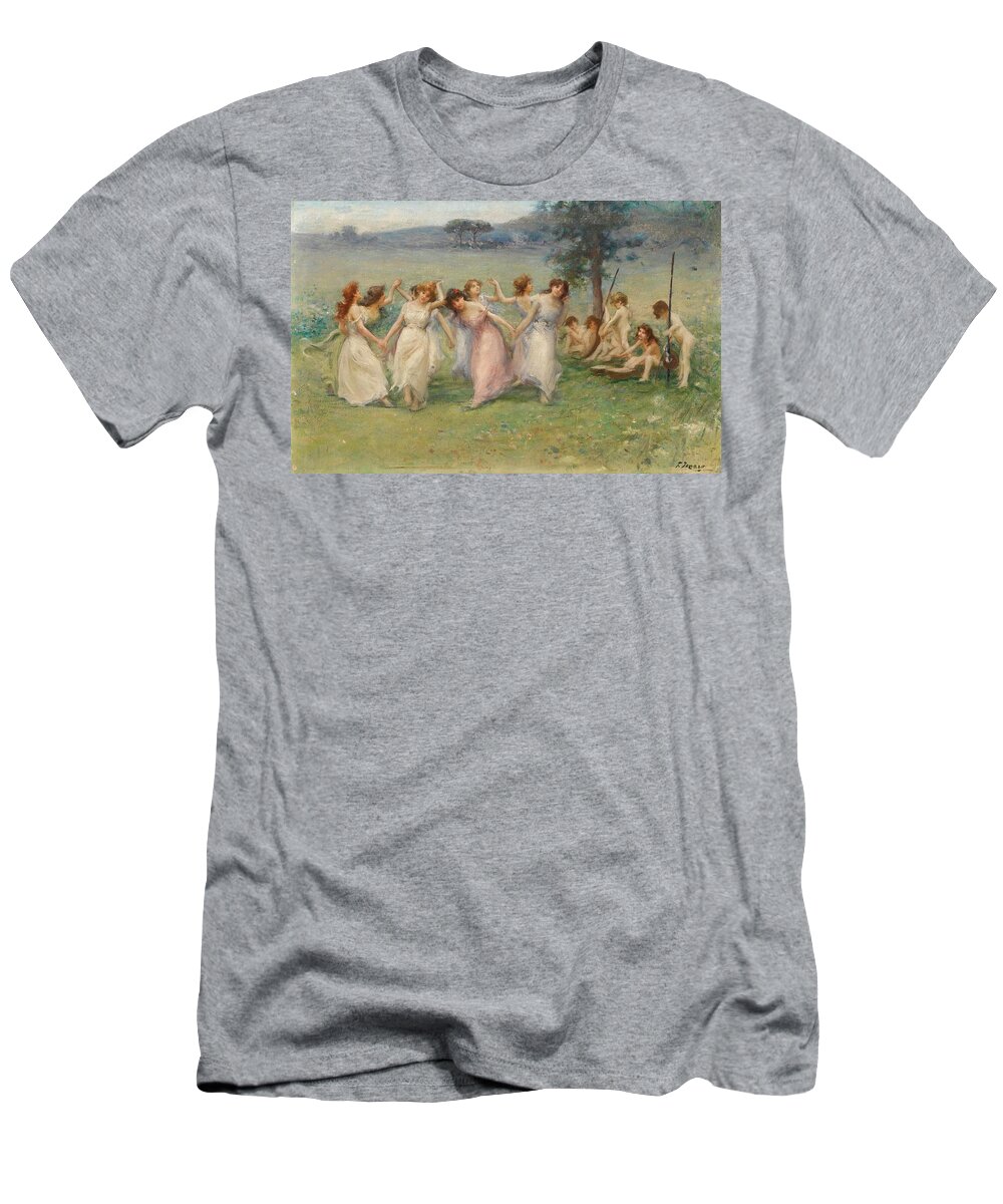 Fausto Zonaro 1854 - 1929 Italian Allegory Of Spring T-Shirt featuring the painting Italian Allegory Of Spring by MotionAge Designs