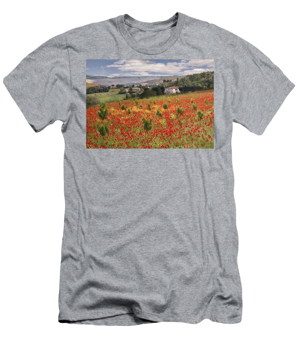 Poppy T-Shirt featuring the photograph Italian Poppy Field by Sharon Foster