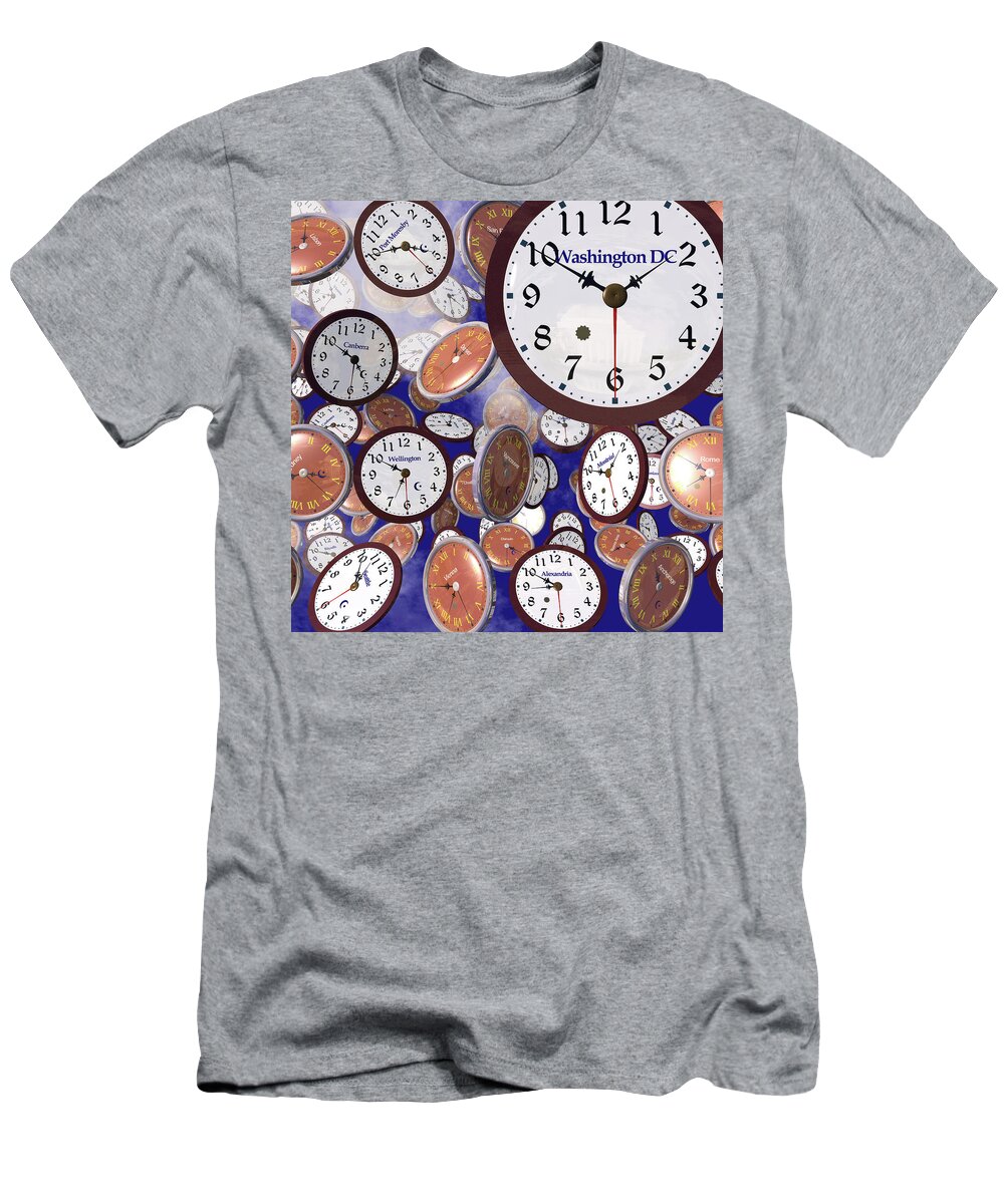 Clocks T-Shirt featuring the photograph It's Raining Clocks - Washington D. C. by Nicola Nobile