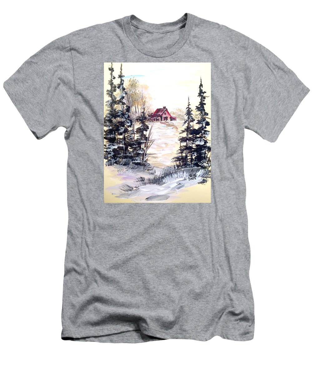 Winter T-Shirt featuring the painting It's Winter - 2 by Dorothy Maier