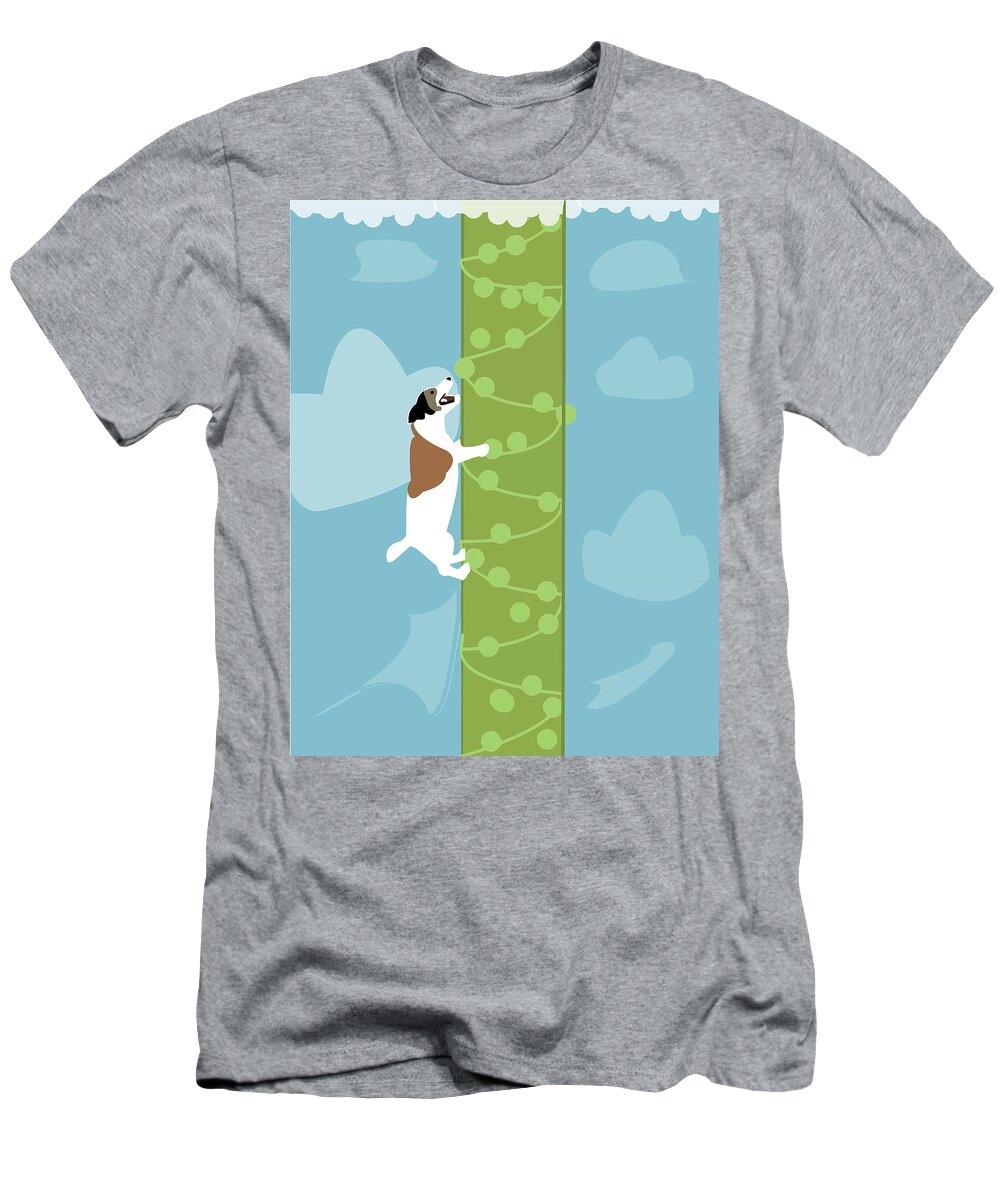 Jack Russell T-Shirt featuring the digital art Jack and the Bean Stalk by Caroline Elgin