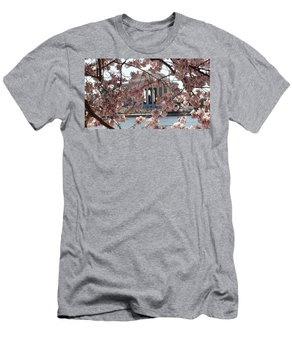 Jefferson Memorial T-Shirt featuring the photograph Jefferson Through the Cherry Blossoms by Charles Kraus