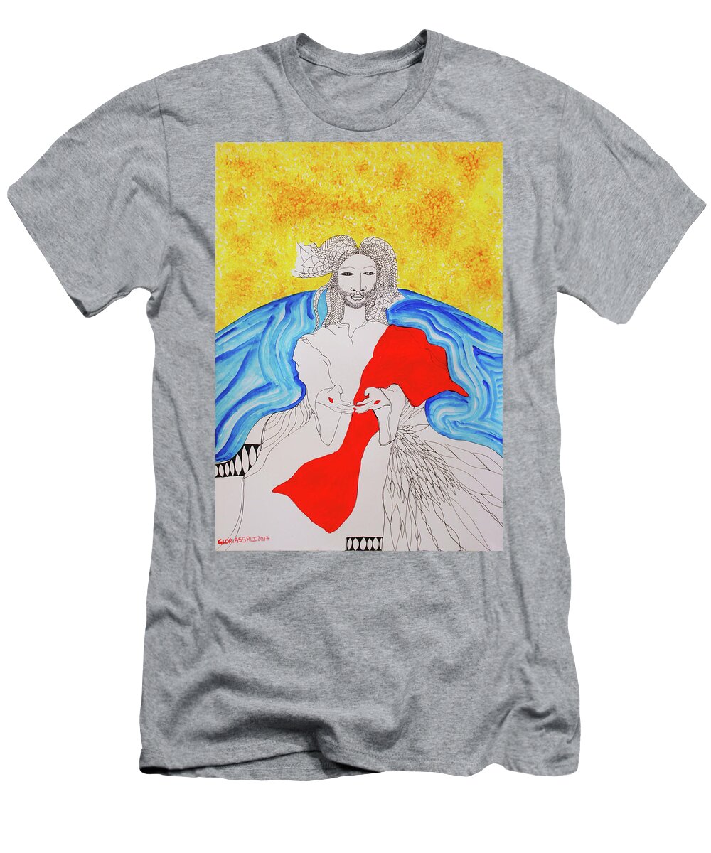 Jesus T-Shirt featuring the painting Jesus Messiah Second Coming by Gloria Ssali