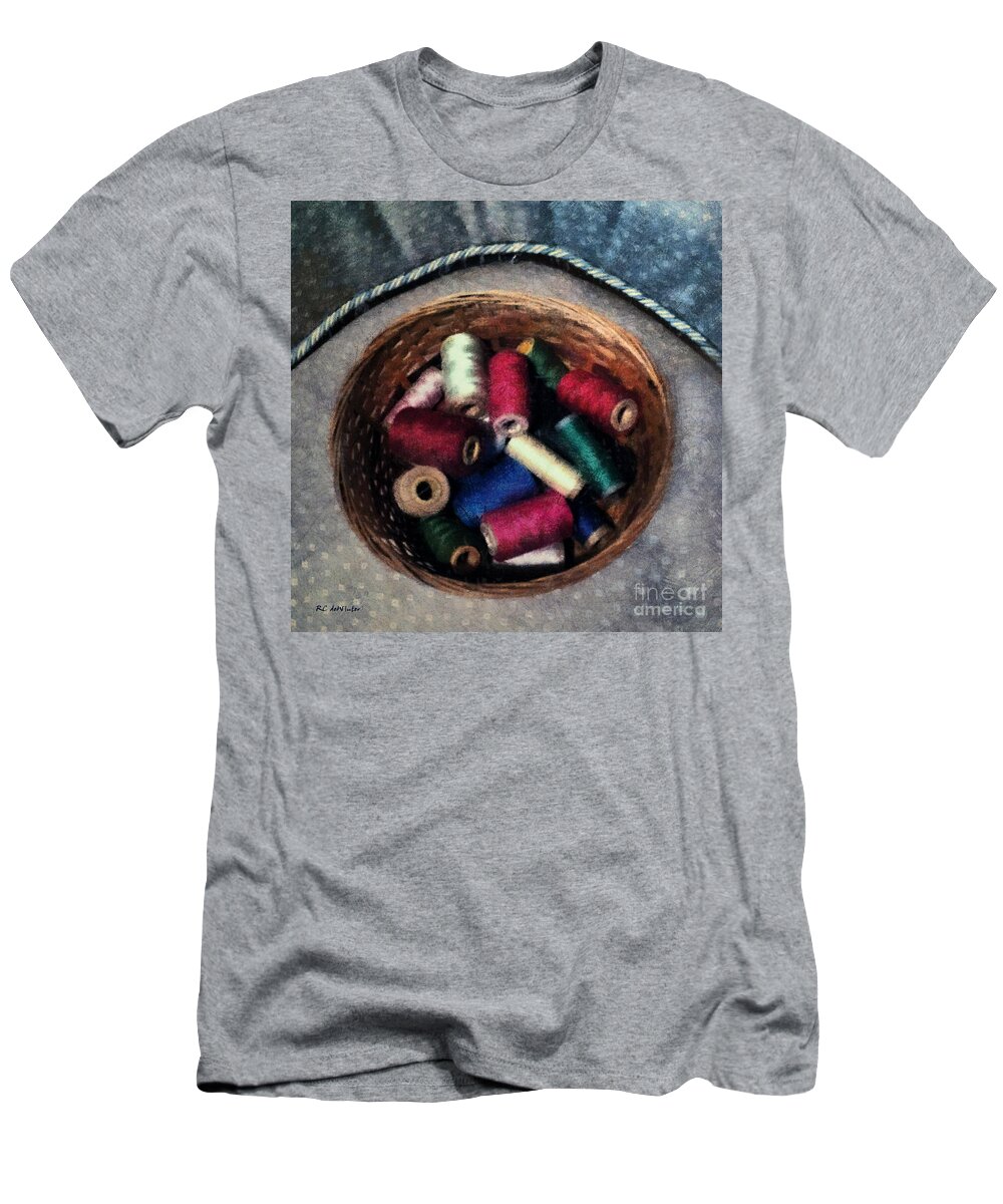 Thread T-Shirt featuring the painting Jewel Spools by RC DeWinter