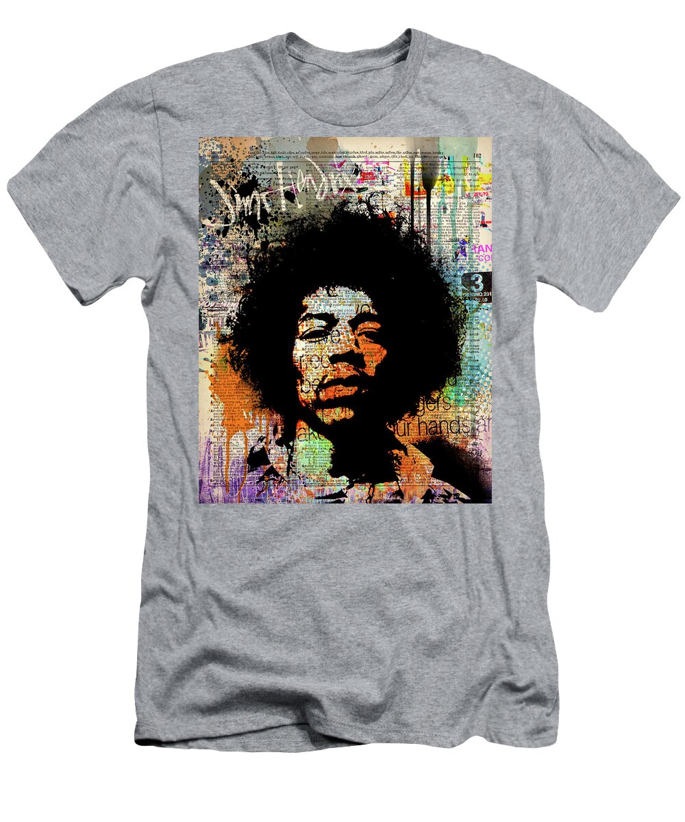 Jimi T-Shirt featuring the painting Jimi on dictionary page by Art Popop