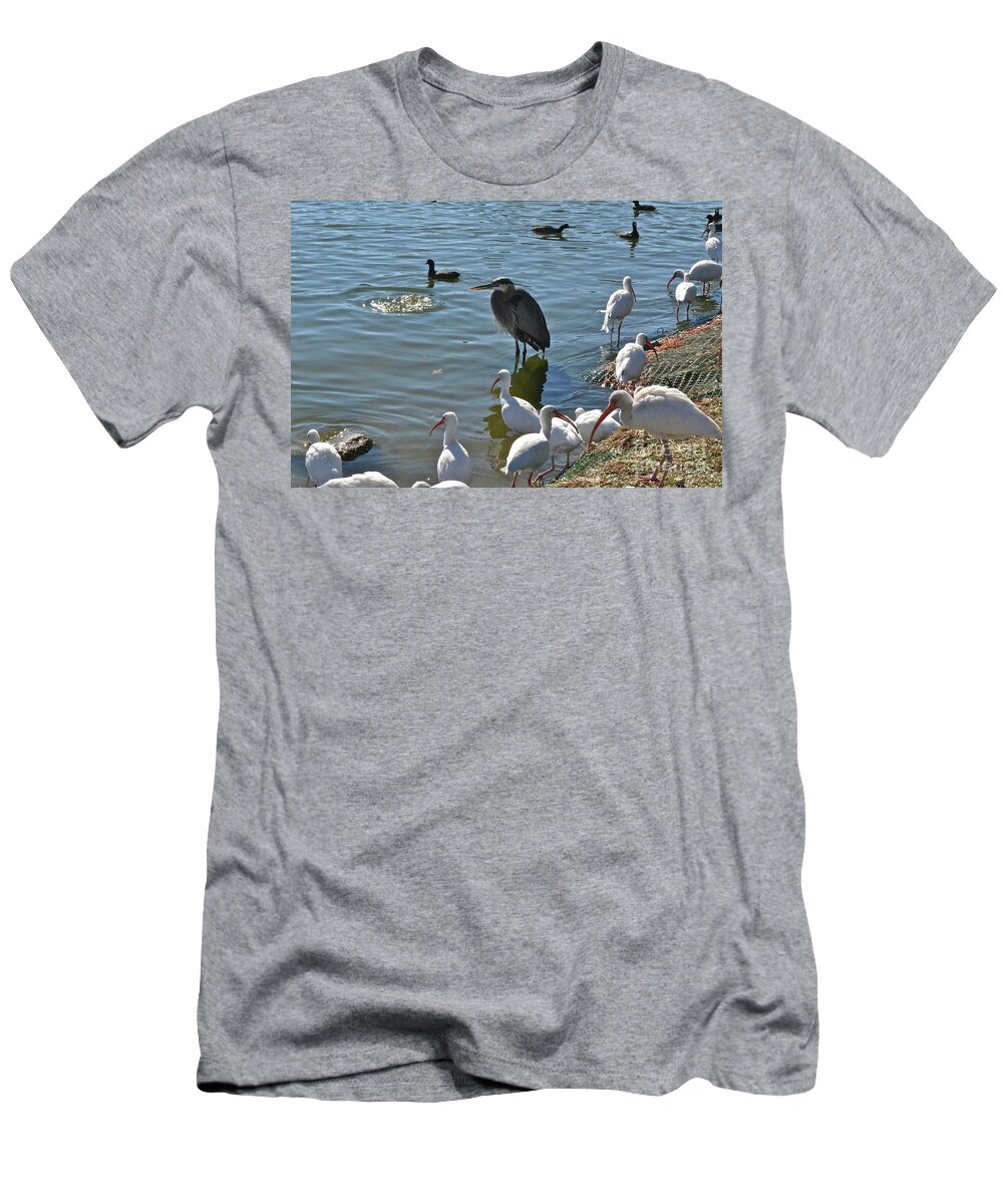 Heron T-Shirt featuring the photograph Just Me And A Few Friends by Carol Bradley