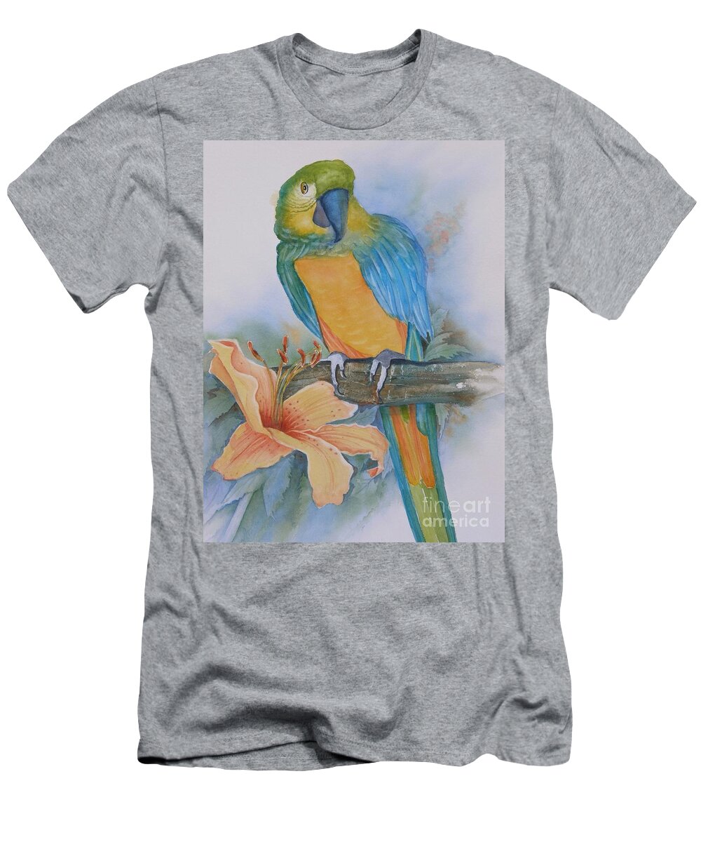 #parrot T-Shirt featuring the painting Just Peachy by Midge Pippel
