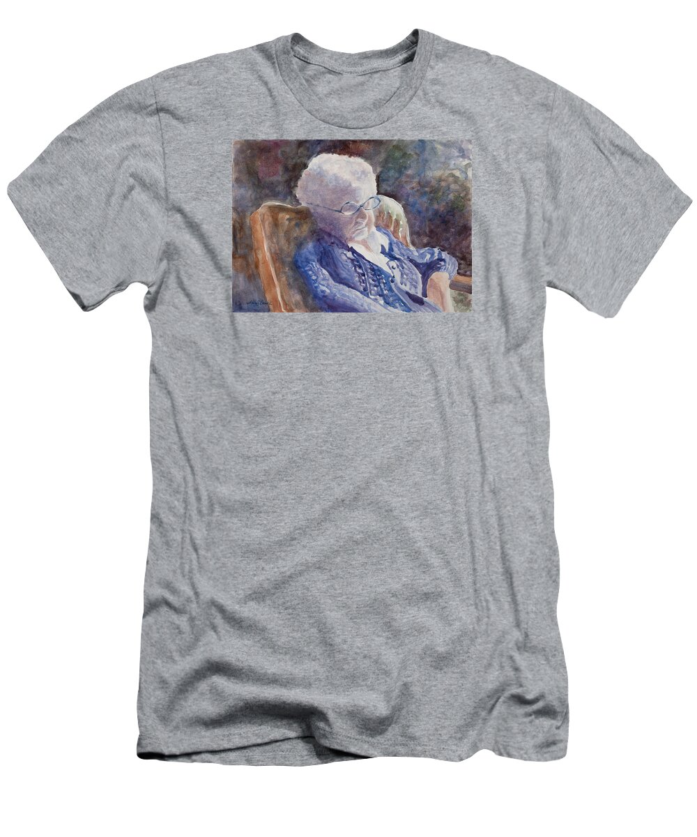Woman T-Shirt featuring the painting Just Resting My Eyes by Mary Benke
