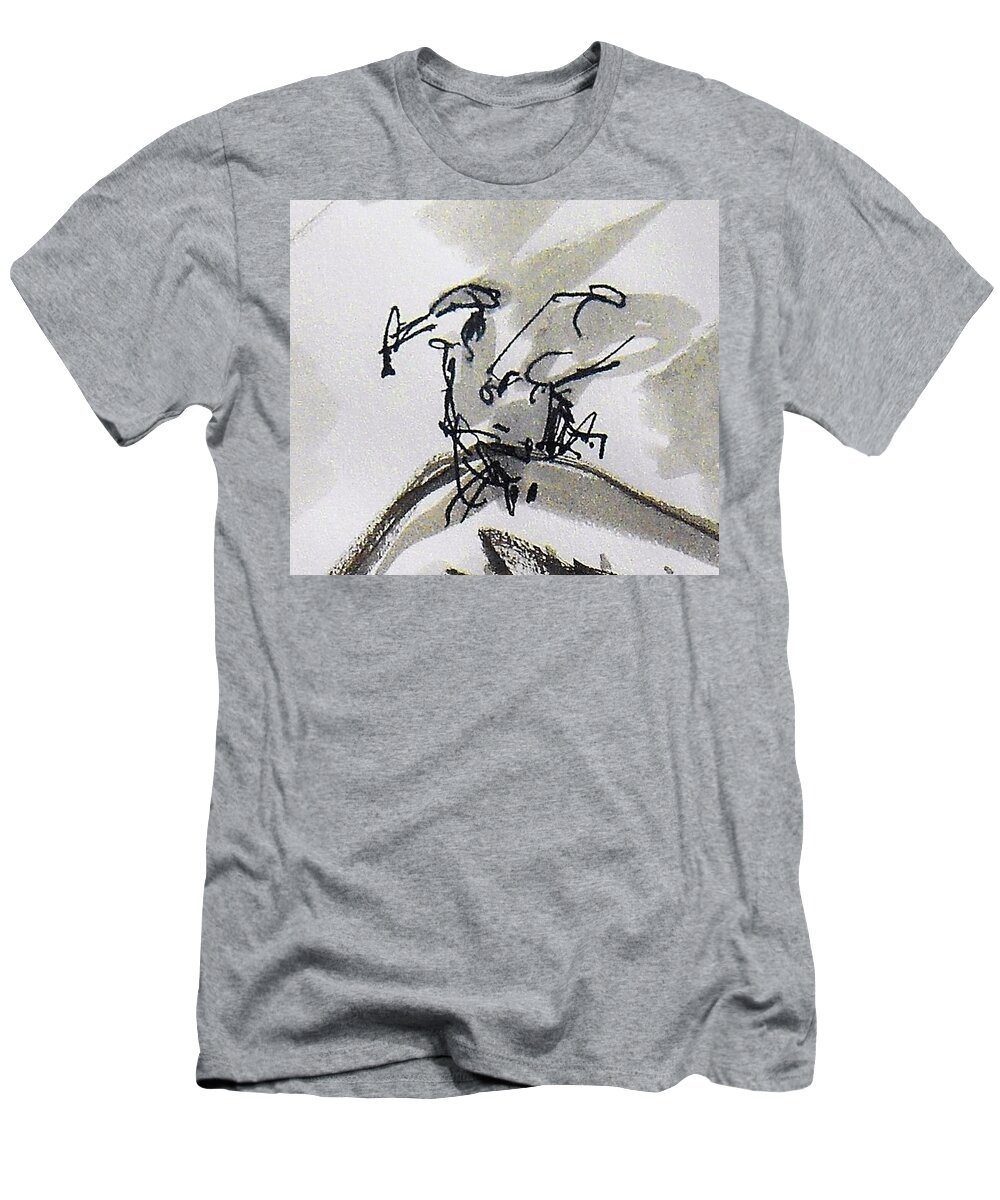 Chinese Influences T-Shirt featuring the drawing Kingfisher by Samuel Zylstra