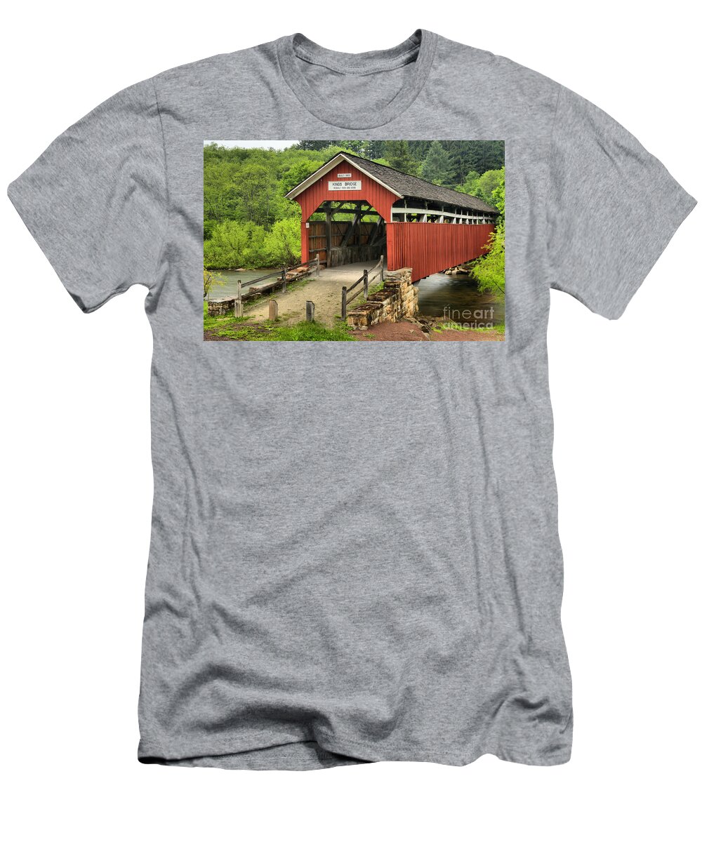 Kings Bridge T-Shirt featuring the photograph Kings Covered Bridge Somerset PA by Adam Jewell