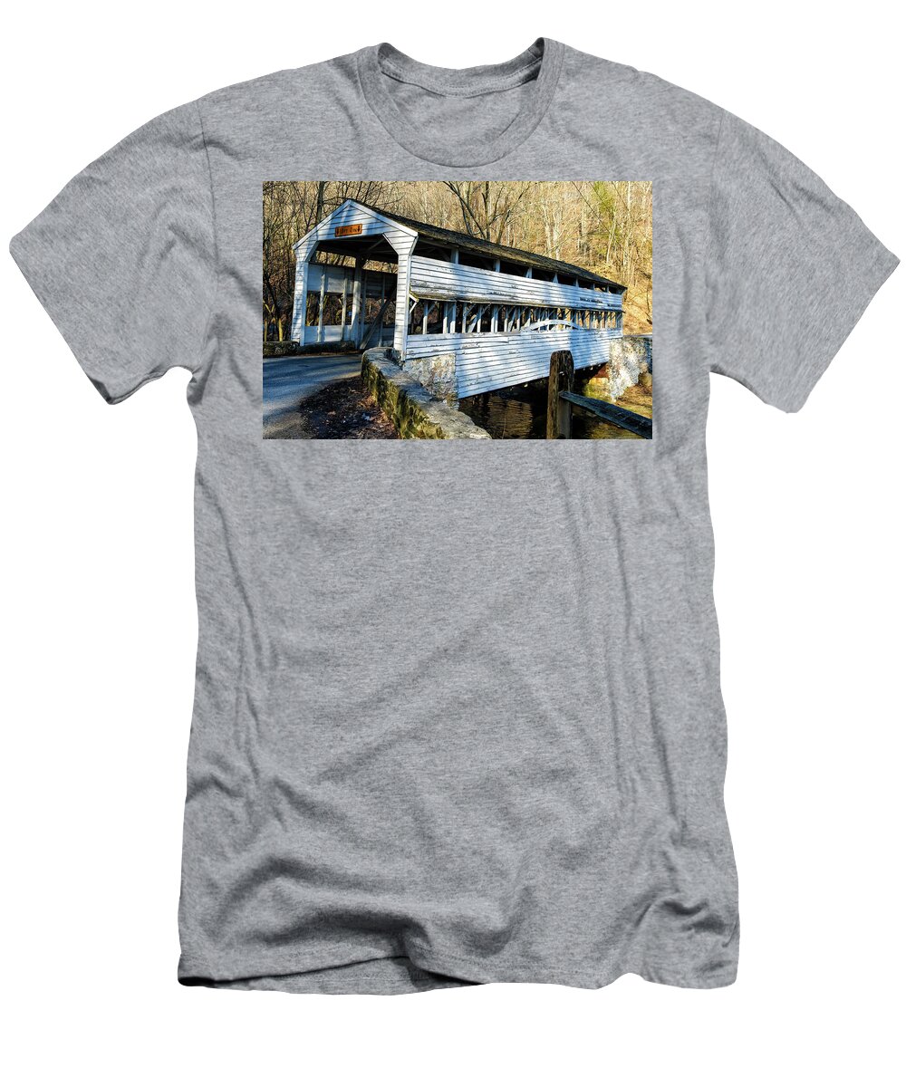 Covered Bridge T-Shirt featuring the photograph Knox Covered Bridge by Louis Dallara