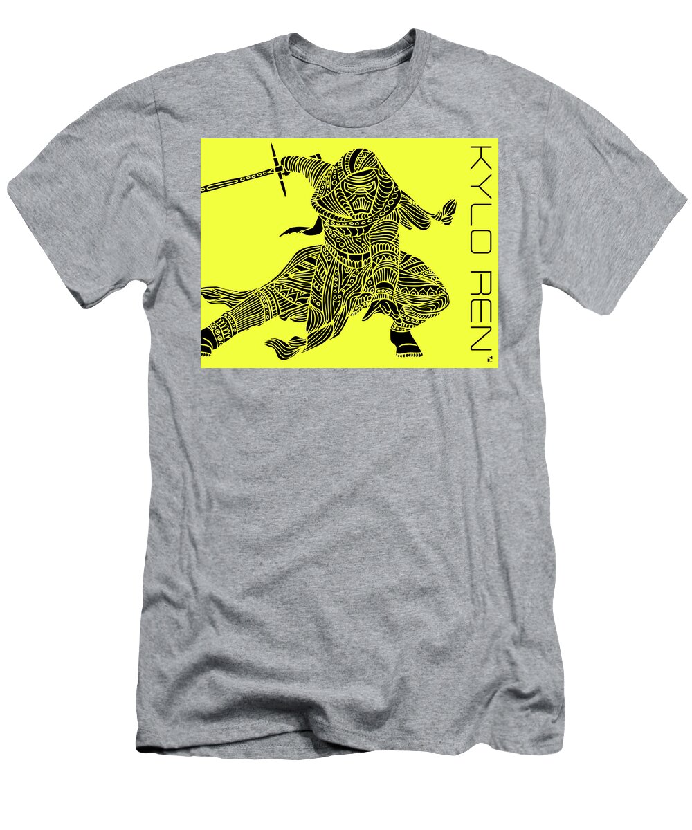 Kylo Ren T-Shirt featuring the mixed media Kylo Ren - Star Wars Art - Yellow by Studio Grafiikka