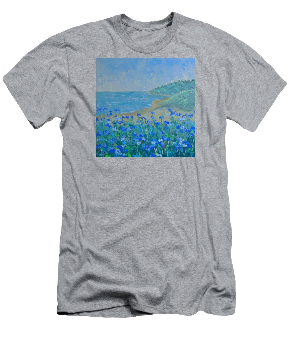 Floral T-Shirt featuring the painting La riviera France by Frederic Payet