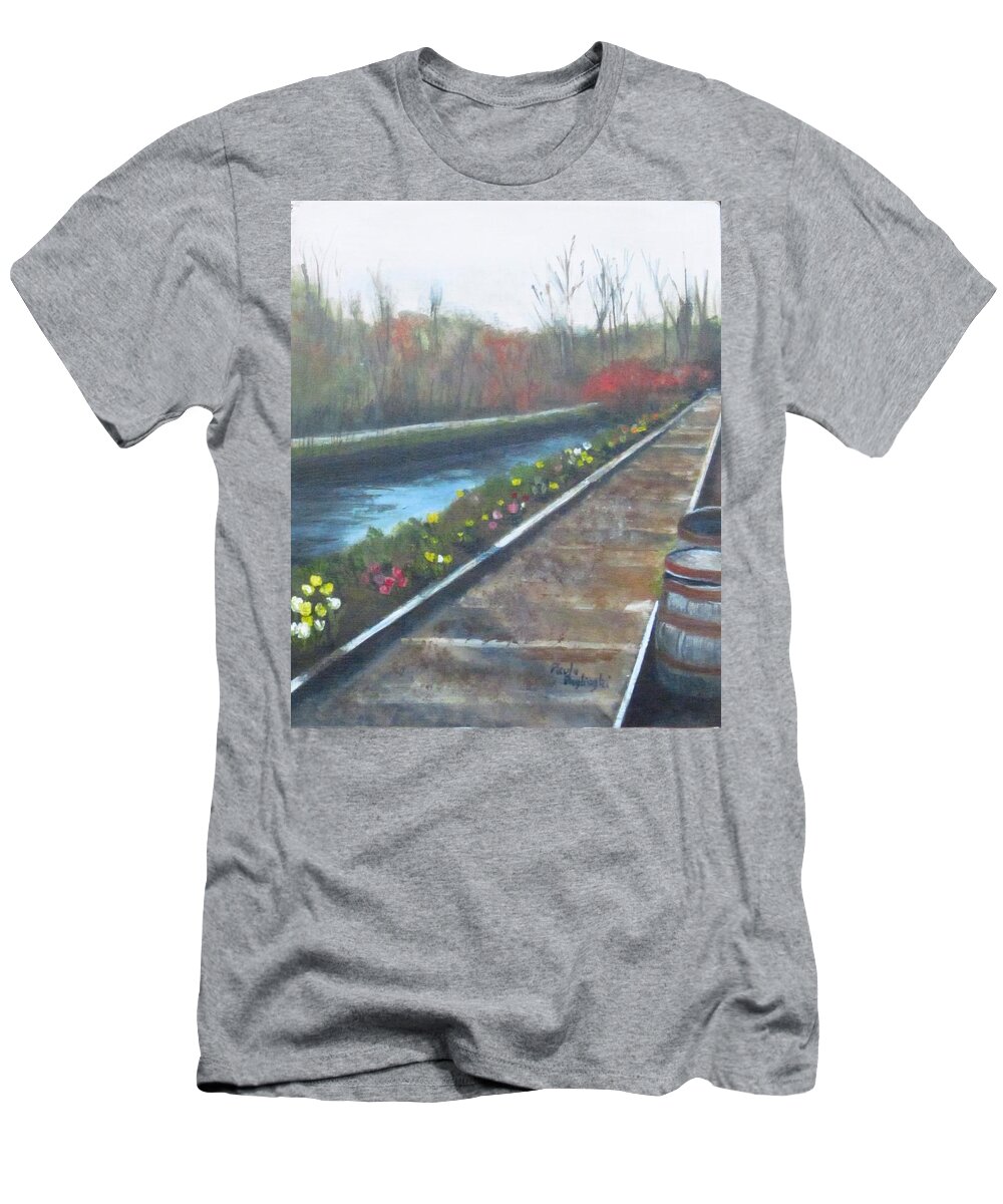 Lambertville T-Shirt featuring the painting Lambertville RR #2 by Paula Pagliughi