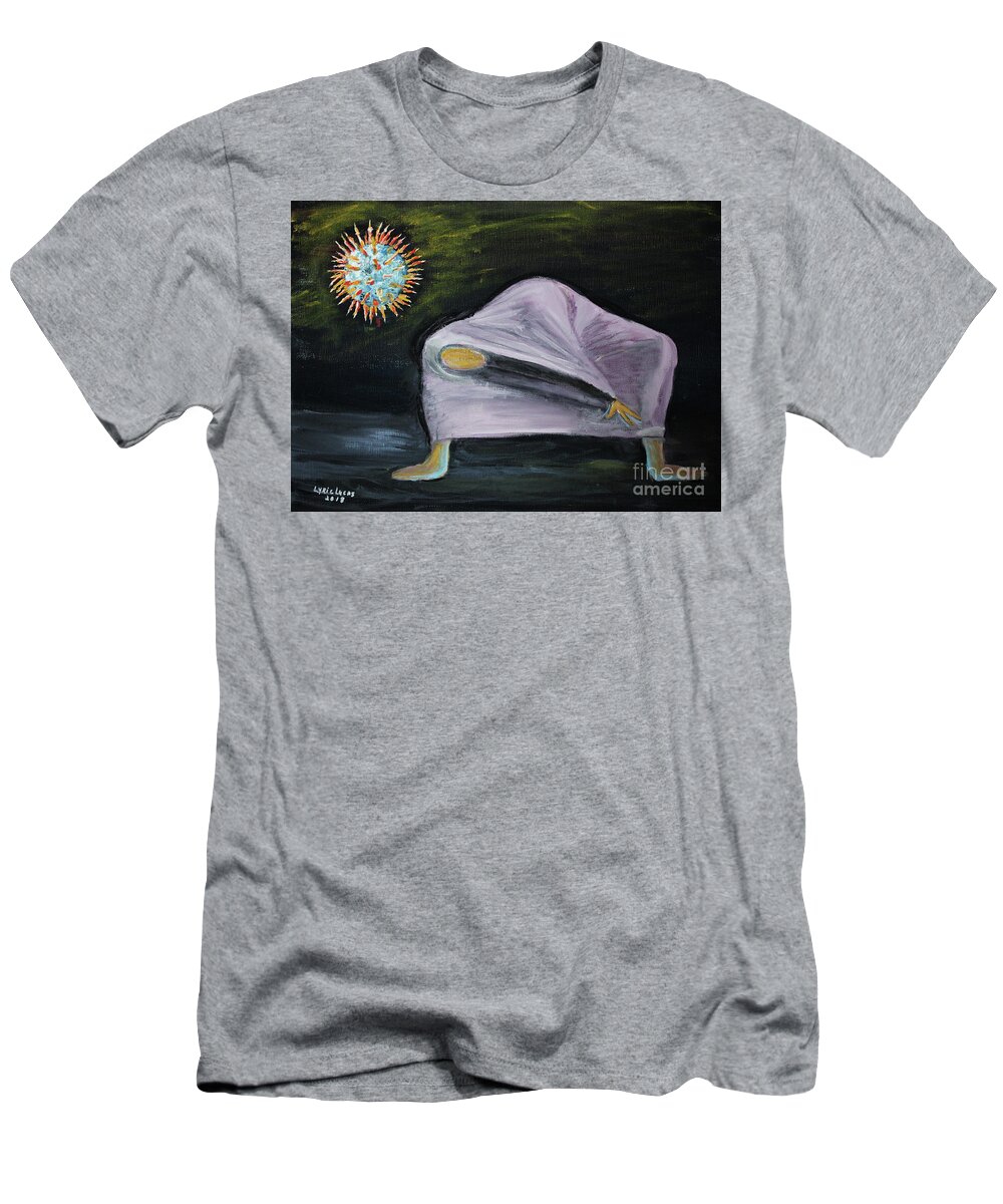 Surrealism T-Shirt featuring the painting Lamentation Epidemic by Lyric Lucas
