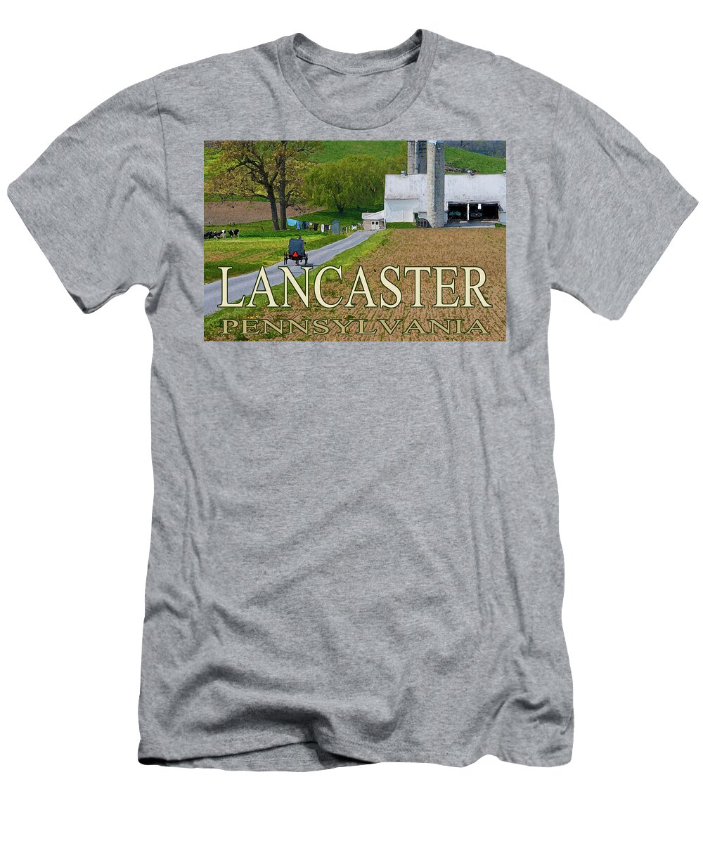 Lancaster T-Shirt featuring the digital art Lancaster Pennsylvania by Barry Wills