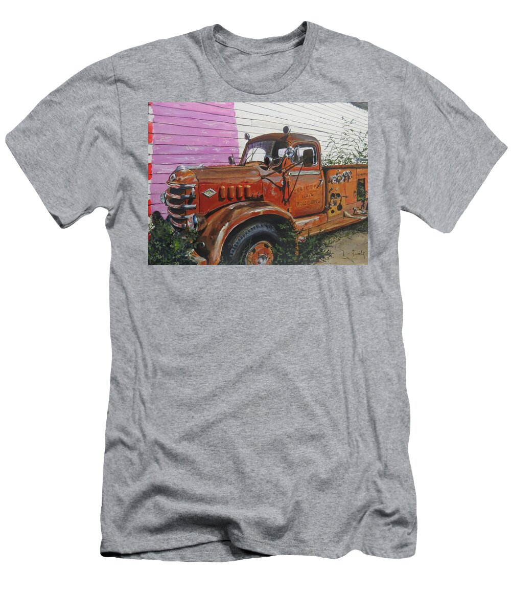 Firetruck T-Shirt featuring the painting Last Parade by William Brody