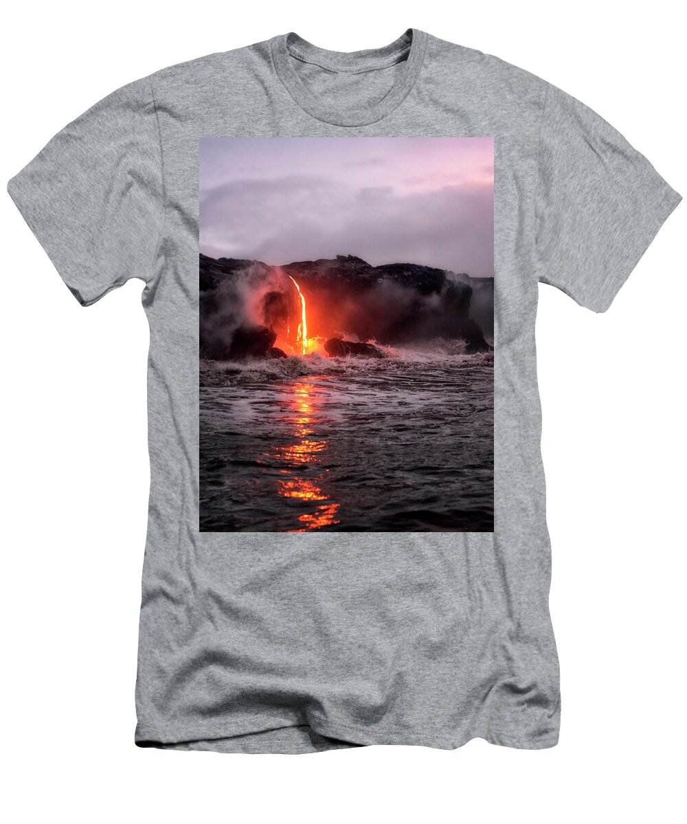 Hawaii Volcanoes National Park T-Shirt featuring the photograph Lava Pour by Nicki Frates