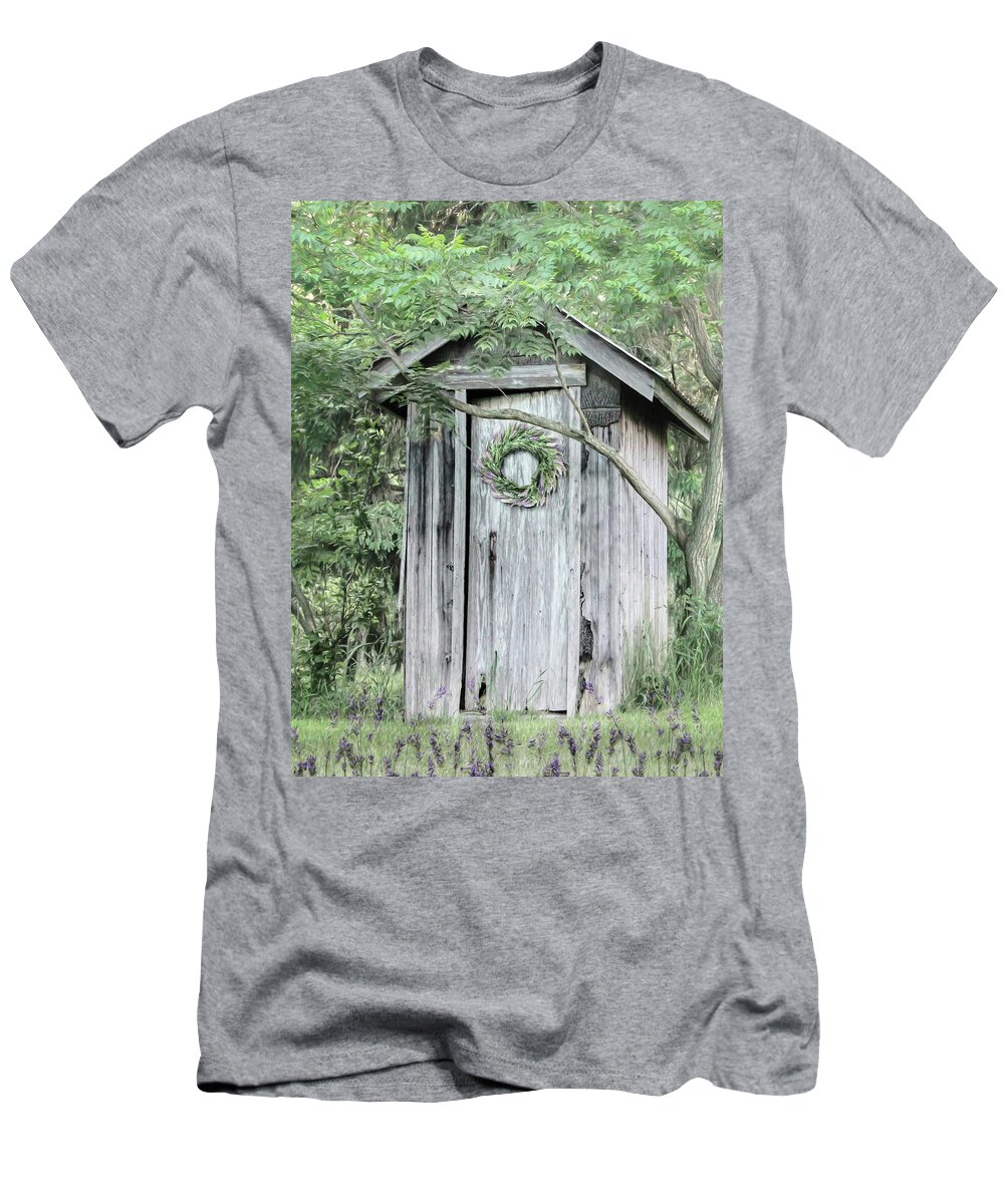 Outhouse T-Shirt featuring the photograph Lavender Outhouse by Lori Deiter