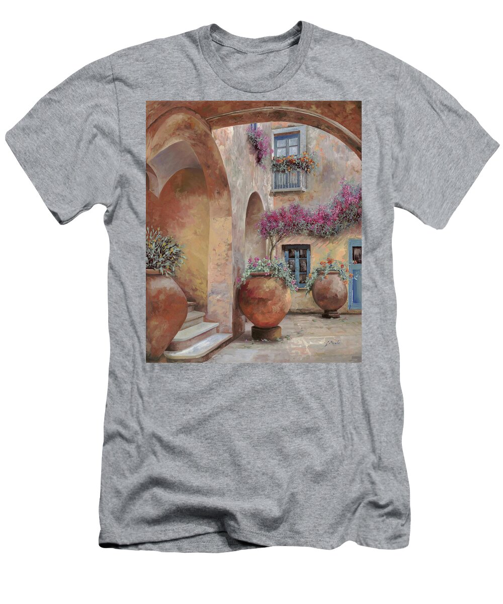 Arcade T-Shirt featuring the painting Le Arcate In Cortile by Guido Borelli