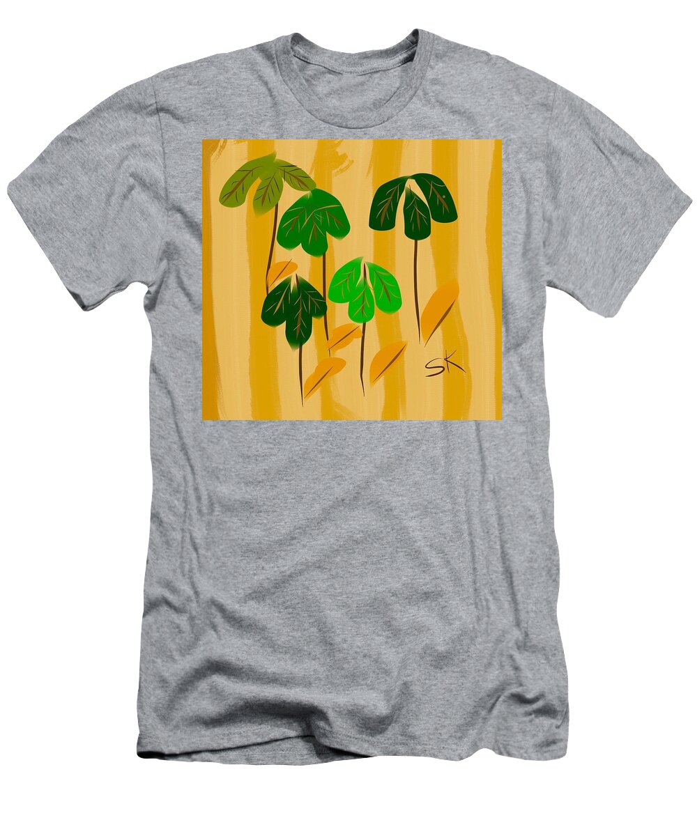 Leaves T-Shirt featuring the digital art Leaf Surfing by Sherry Killam