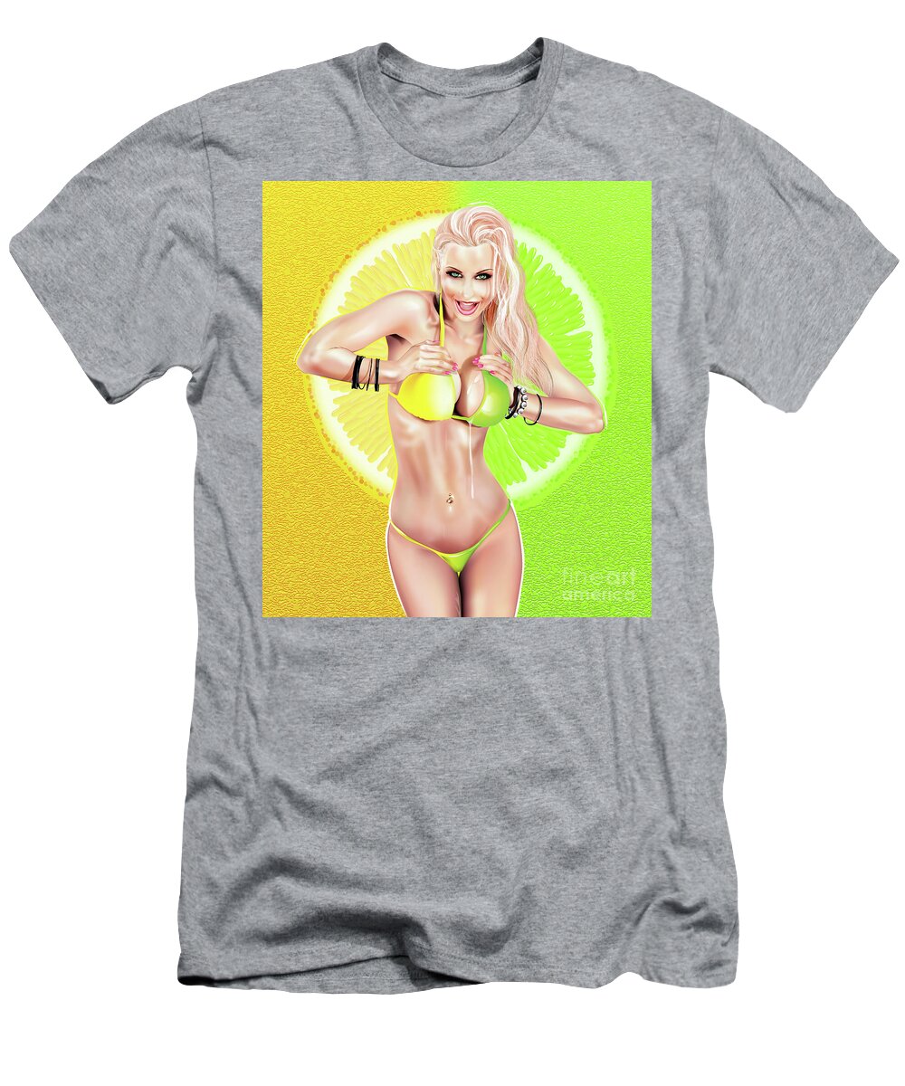 Pin-up T-Shirt featuring the digital art Pin-up Lemons or Limes by Brian Gibbs
