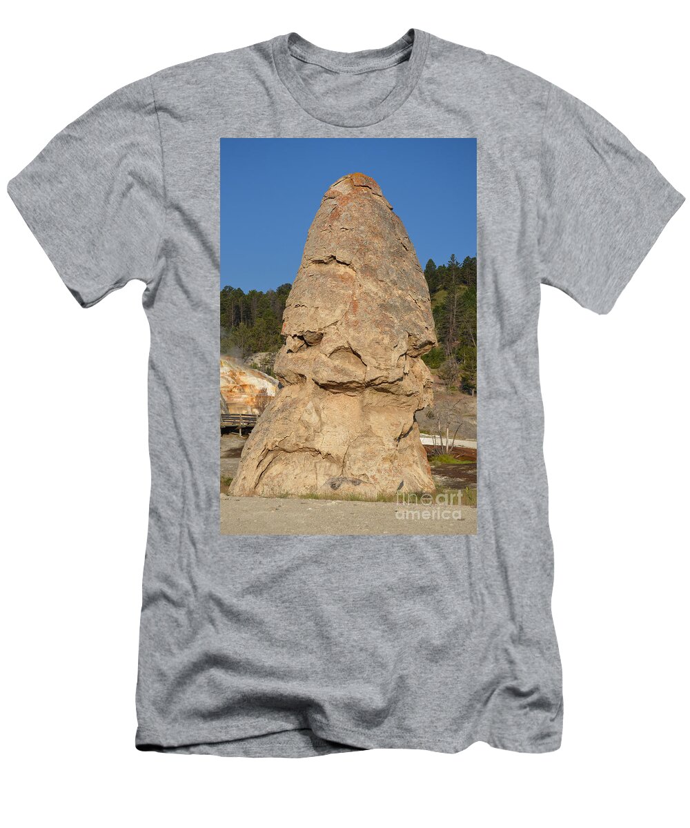Liberty Cap T-Shirt featuring the photograph Liberty Cap Hot Spring Cone Mammoth Hot Springs Yellowstone National Park by Shawn O'Brien