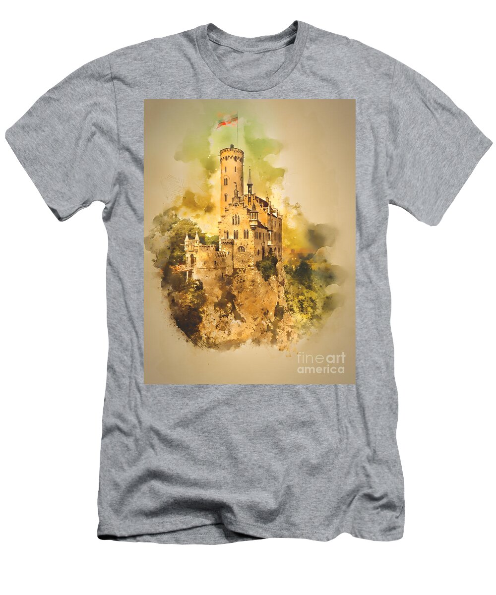 Watercolour T-Shirt featuring the photograph Liechenstein Castle by Jack Torcello