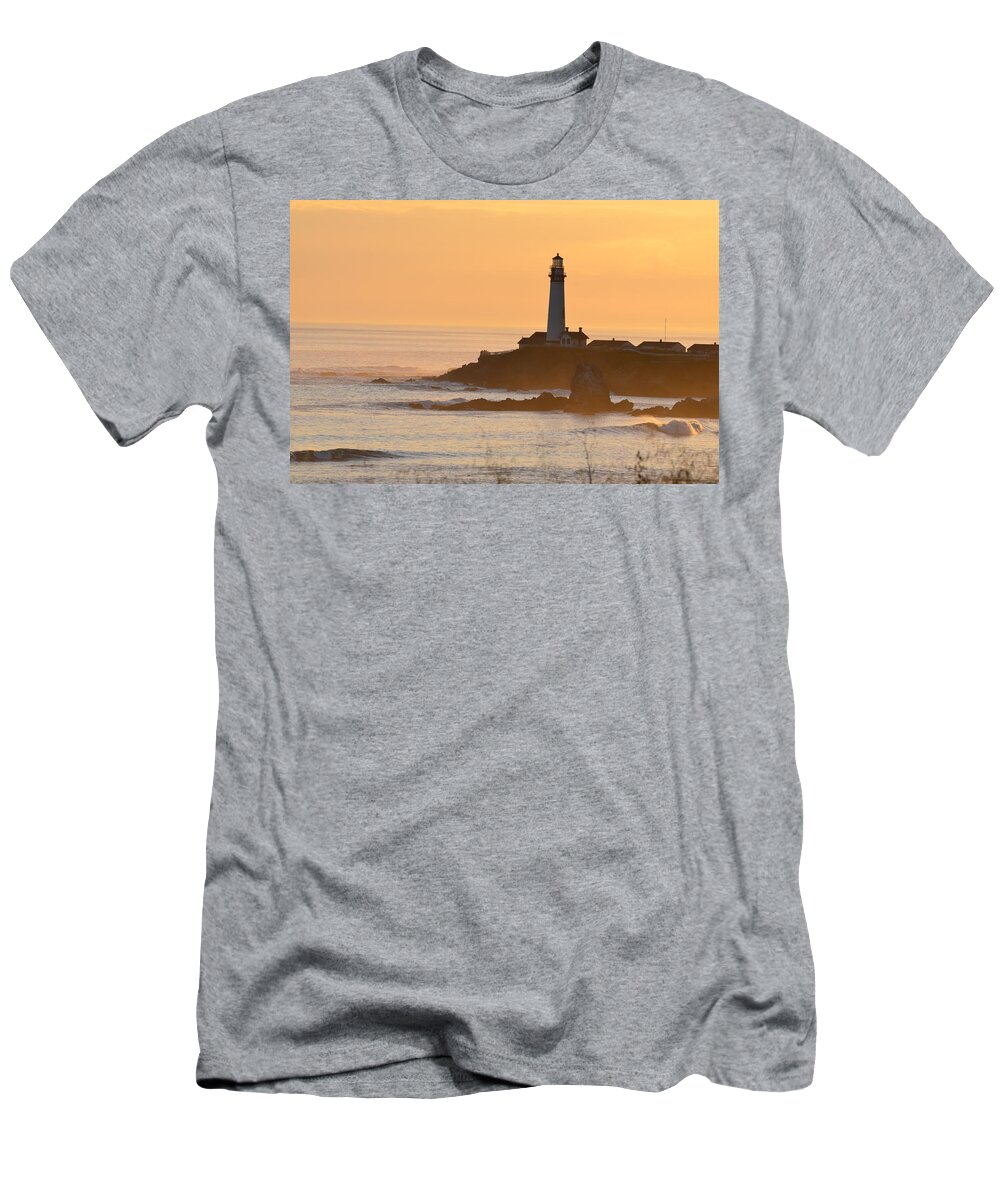 Lighthouse T-Shirt featuring the photograph Lighthouse At Sunset by Alex King