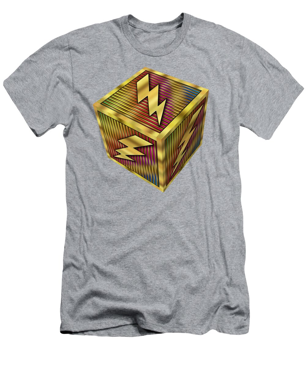 Staley T-Shirt featuring the digital art Lightning Bolt Cube - Transparent by Chuck Staley