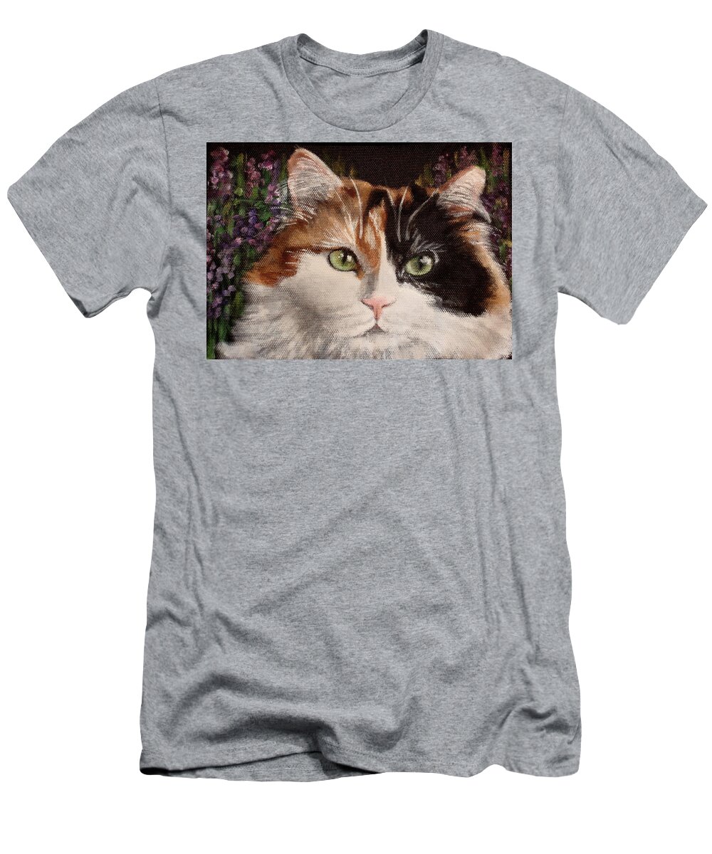 Calico Cat T-Shirt featuring the painting Lilly by Carol Russell