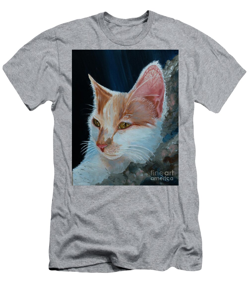Cat T-Shirt featuring the painting Lily by Jackie MacNair