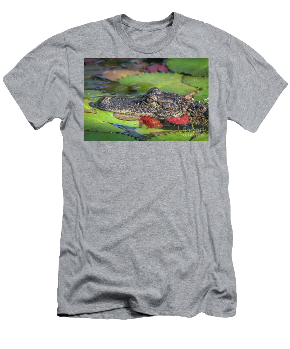 Gator T-Shirt featuring the photograph Lily Pad Gator by Tom Claud