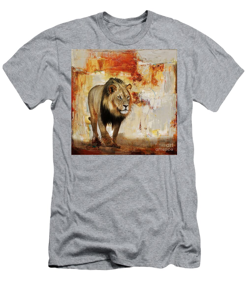 Cheetah T-Shirt featuring the painting Lion hunt by Gull G
