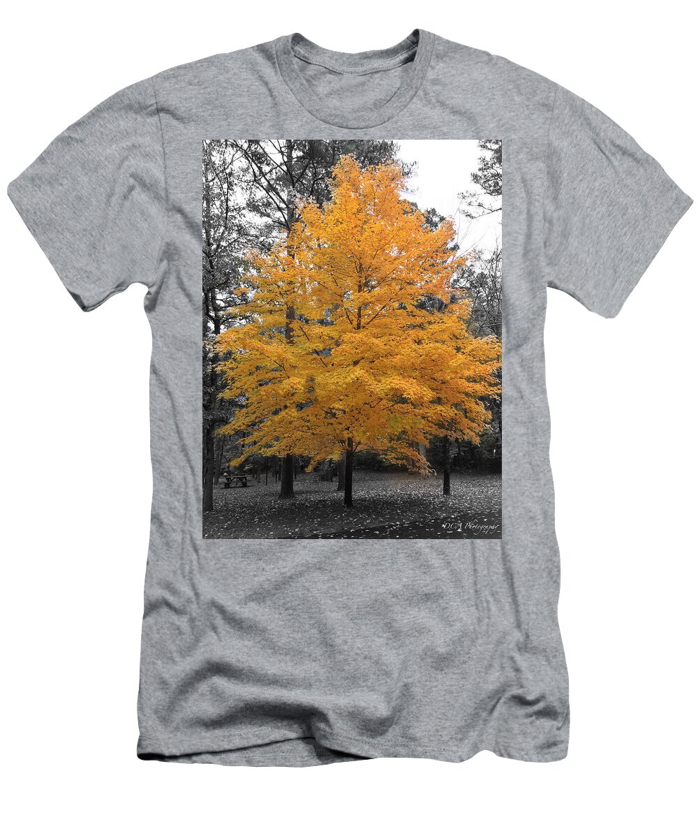 Autumn T-Shirt featuring the photograph Lone Yellow Autumn Tree by Doris Aguirre