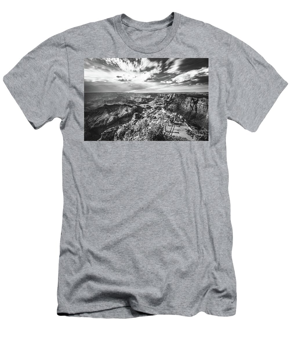 Arizona T-Shirt featuring the photograph Long Exposure From Desert View Tower In Black And White by Mati Krimerman