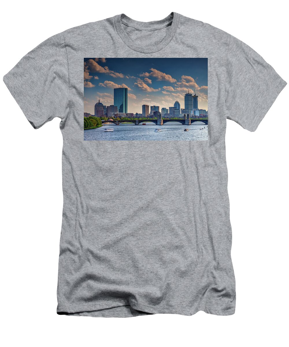 Longfellow Bridge T-Shirt featuring the photograph Longfellow Bridge and the Boston Skyline by Rick Berk