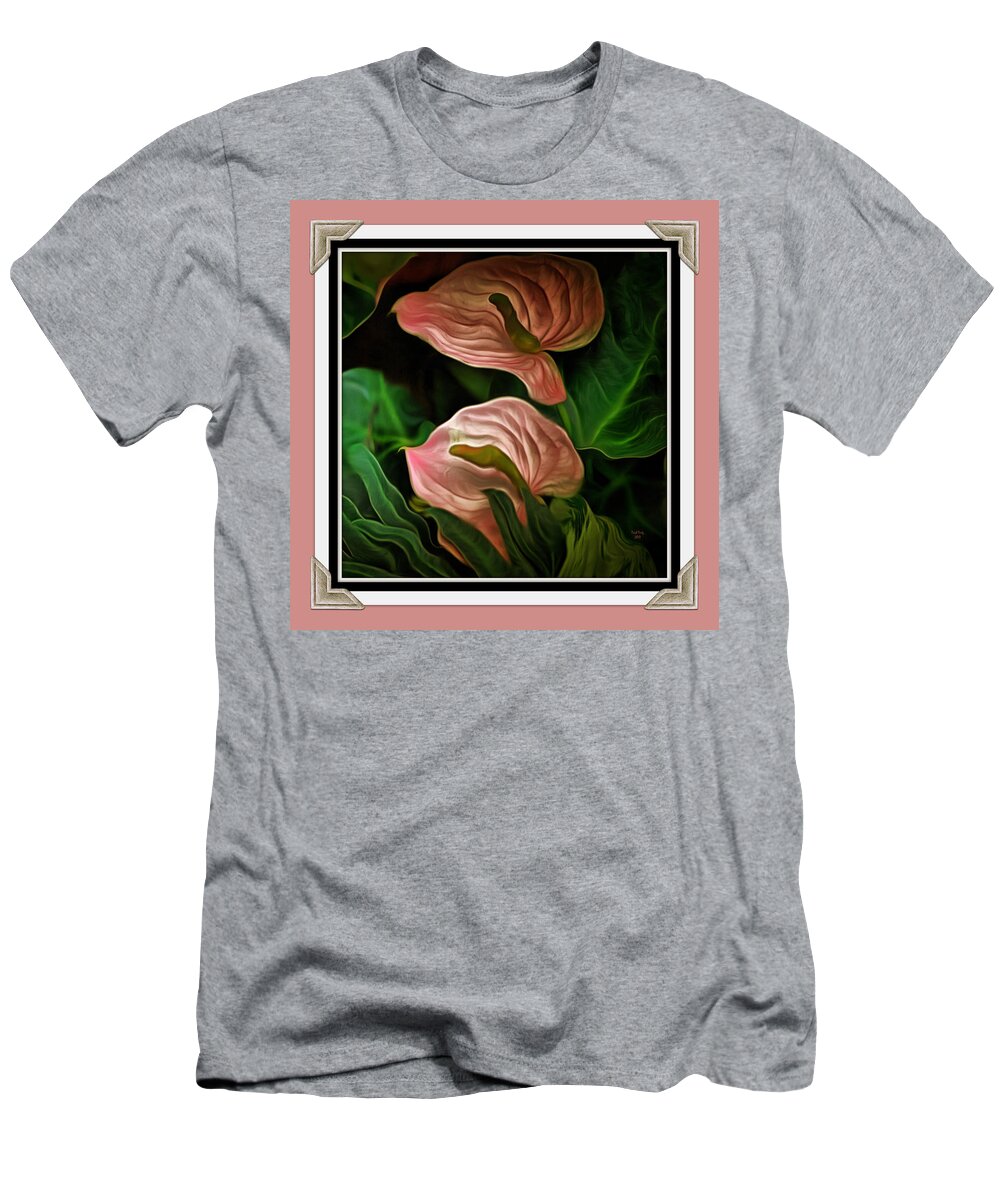 Flower T-Shirt featuring the mixed media Longwood Lilies by Trish Tritz