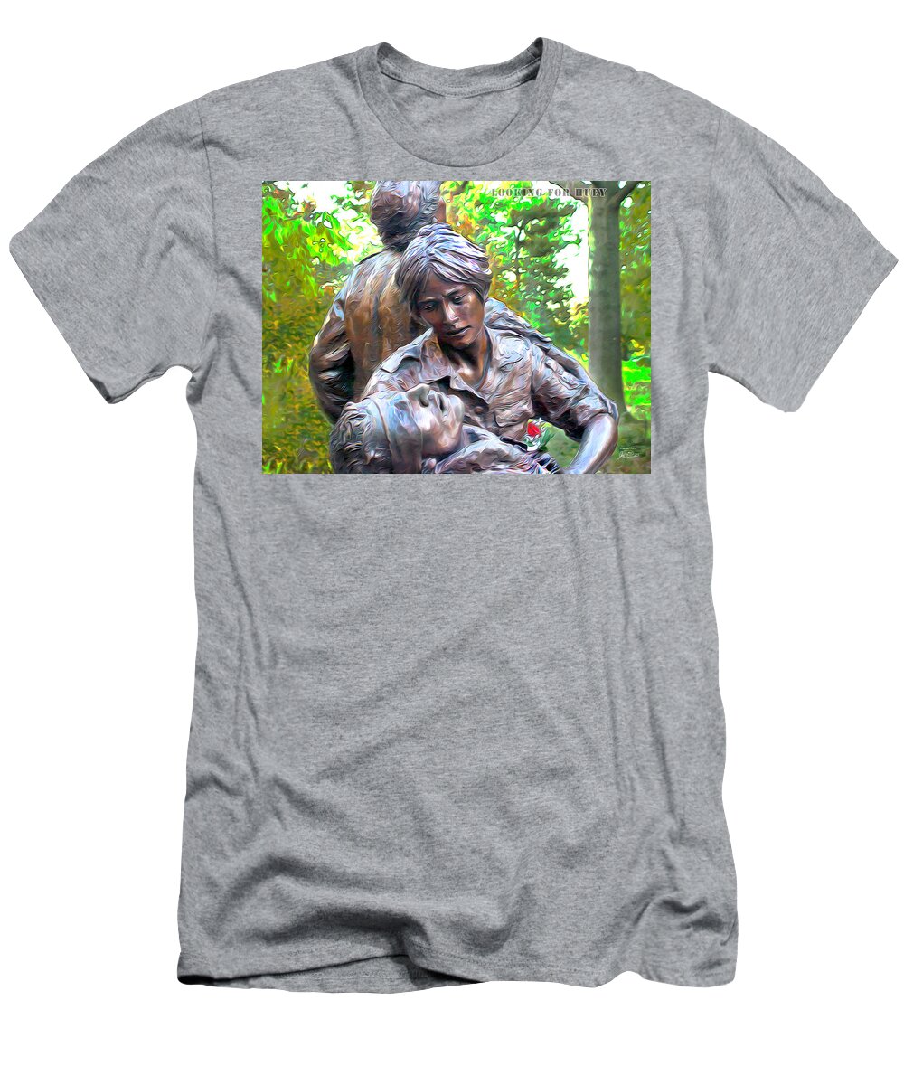Viet Nam Memorial T-Shirt featuring the digital art Looking for Huey by Joe Paradis