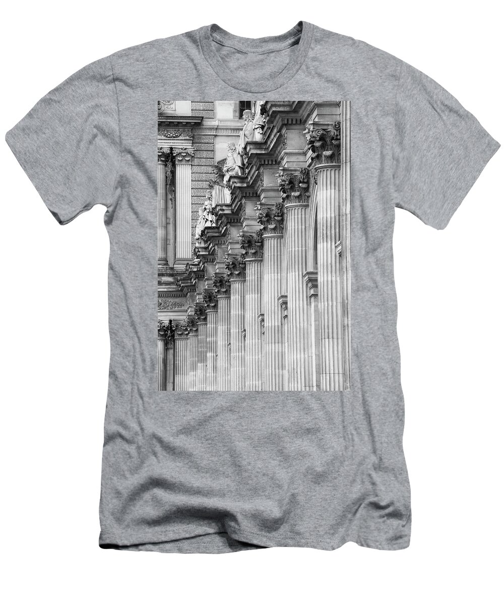 Architecture T-Shirt featuring the photograph Louvre Pillars, Paris, 2015 by Hitendra SINKAR
