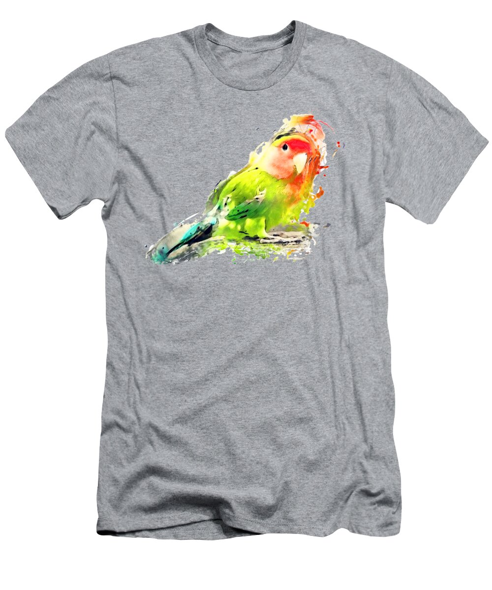 Lovebird T-Shirt featuring the painting Lovebird watercolor painting by Justyna Jaszke JBJart