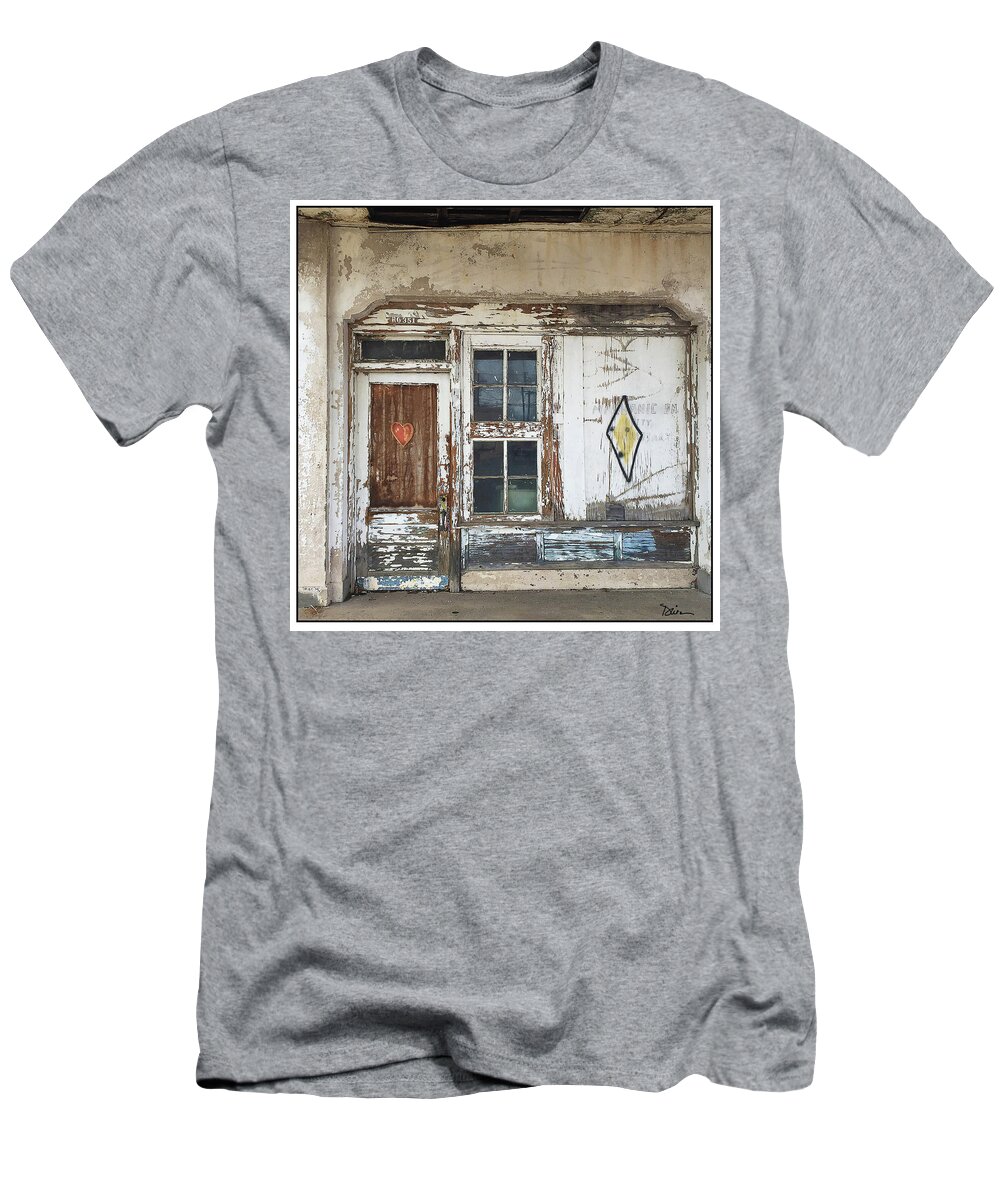 Old Gas Station T-Shirt featuring the photograph Lovingly Abandoned by Peggy Dietz