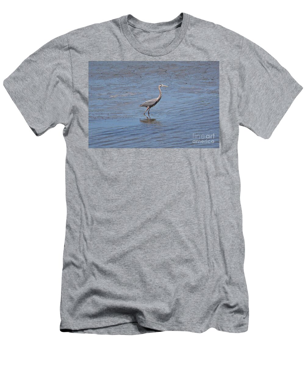 Heron T-Shirt featuring the photograph Low Tide Stroll by Carol Bradley