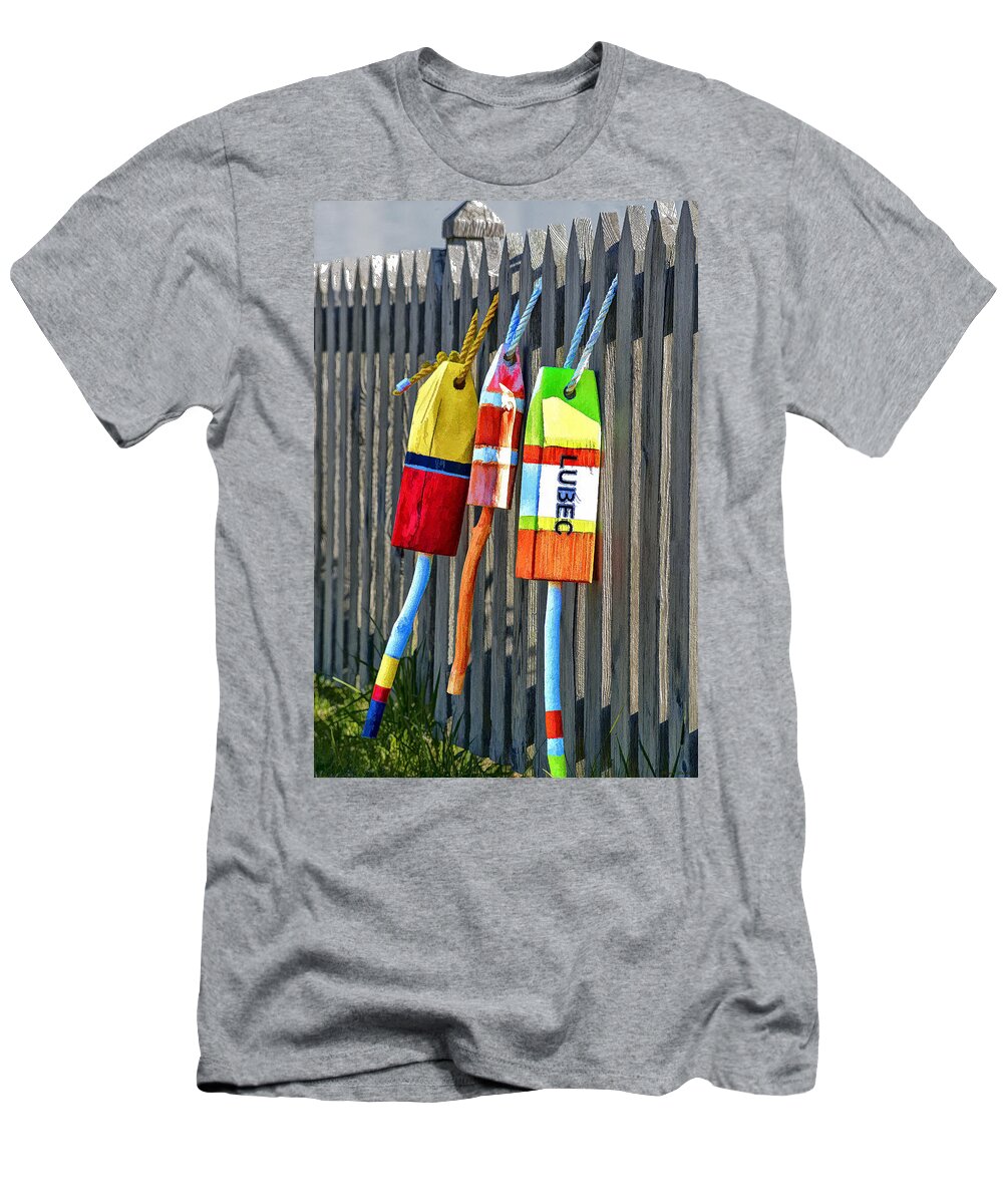 Lubec Buoys T-Shirt featuring the photograph Lubec Buoys by Marty Saccone
