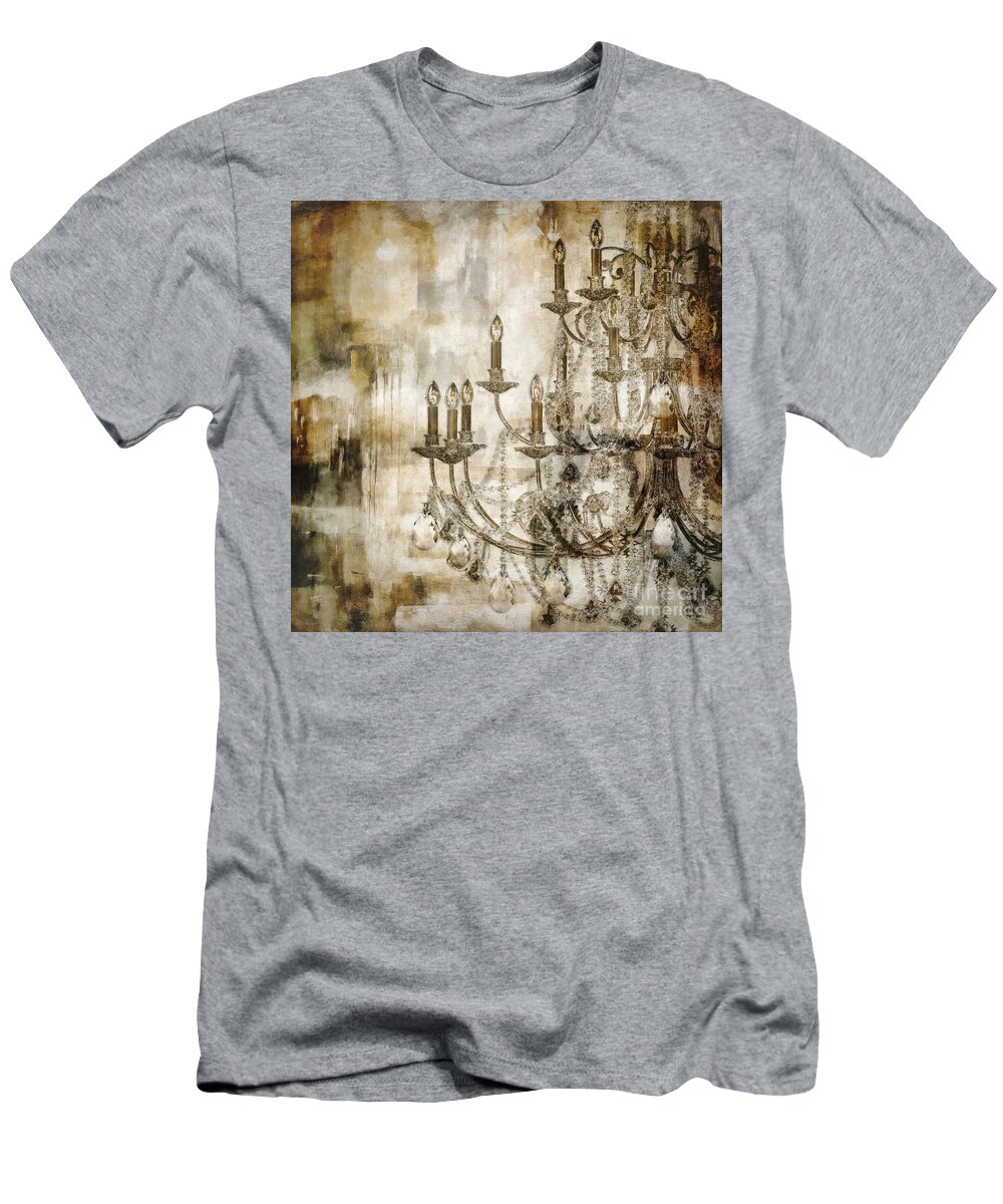 Chandelier Painting T-Shirt featuring the painting Lumieres II by Mindy Sommers