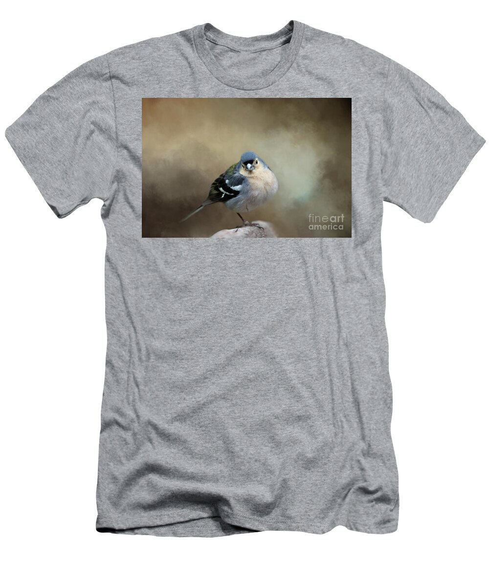 Madeiran Chaffinch T-Shirt featuring the photograph Madeiran Chaffinch Male by Eva Lechner