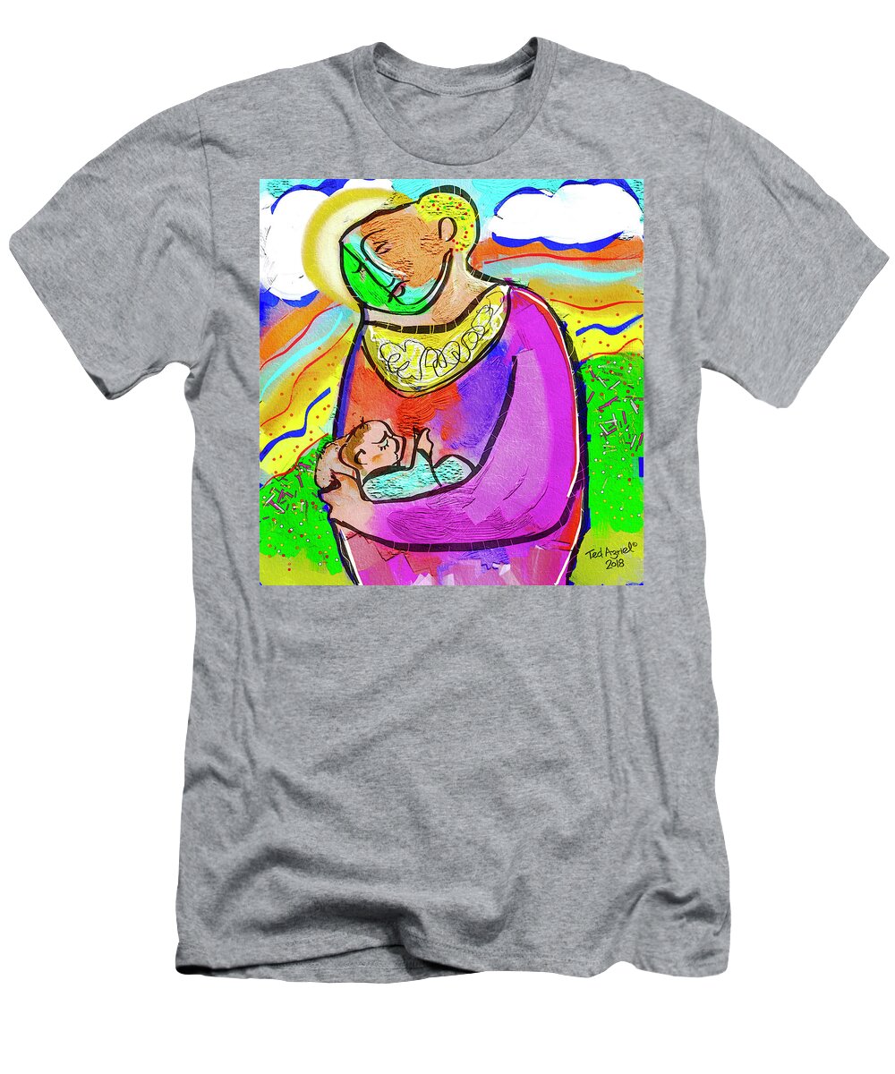 Painting T-Shirt featuring the digital art Madonna And Child by Ted Azriel
