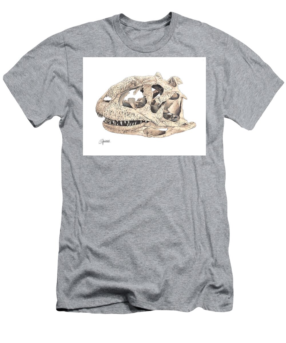 Majungasaur T-Shirt featuring the digital art Majungasaur Skull by Rick Adleman